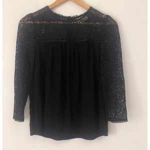 Anthropologie Moulinette Soeurs Long Sleeve Black Lace Top